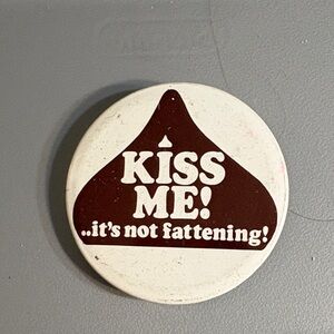 Vintage Brown and White Kiss Me Button